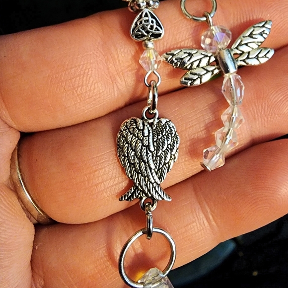 Angel PurseCharm Dragonfly BagCharm Celtic Heart Bag Clip on Crystal Suncatcher - Picture 7 of 16